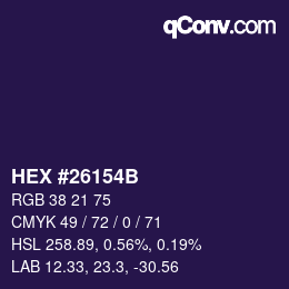 Color code: HEX #26154B | qconv.com