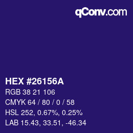 Color code: HEX #26156A | qconv.com