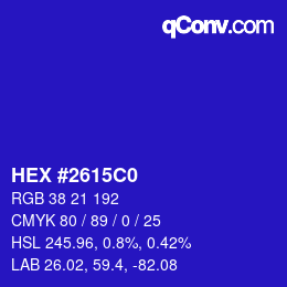 Color code: HEX #2615C0 | qconv.com