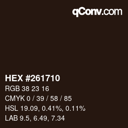 Color code: HEX #261710 | qconv.com