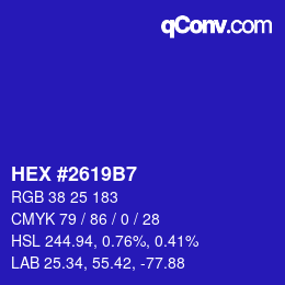 Color code: HEX #2619B7 | qconv.com