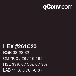 Color code: HEX #261C20 | qconv.com