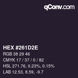 Color code: HEX #261D2E | qconv.com