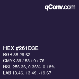 Color code: HEX #261D3E | qconv.com