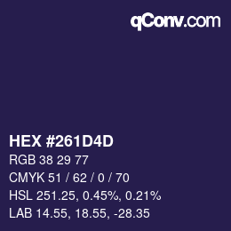 Color code: HEX #261D4D | qconv.com