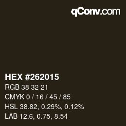 カラーコード: HEX #262015 | qconv.com