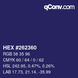 Color code: HEX #262360 | qconv.com
