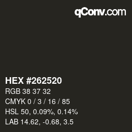 Código de color: HEX #262520 | qconv.com