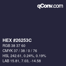 Color code: HEX #26253C | qconv.com