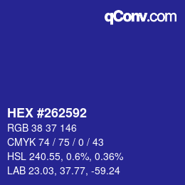 Color code: HEX #262592 | qconv.com
