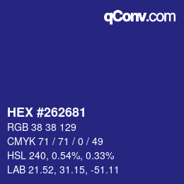 Color code: HEX #262681 | qconv.com