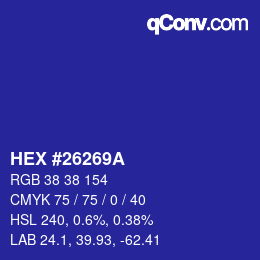 カラーコード: HEX #26269A | qconv.com