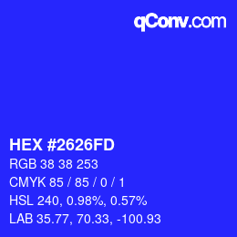 Color code: HEX #2626FD | qconv.com