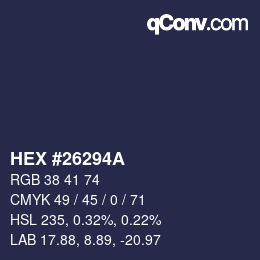 Color code: HEX #26294A | qconv.com