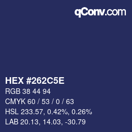 カラーコード: HEX #262C5E | qconv.com