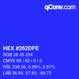 颜色代码: HEX #262DFE | qconv.com