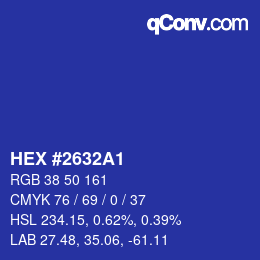 Farbcode: HEX #2632A1 | qconv.com
