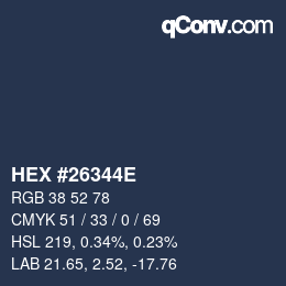 Color code: HEX #26344E | qconv.com