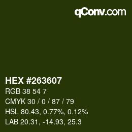 Farbcode: HEX #263607 | qconv.com