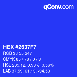 Color code: HEX #2637F7 | qconv.com