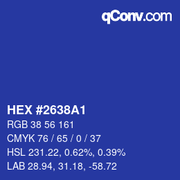 Color code: HEX #2638A1 | qconv.com