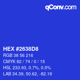 Color code: HEX #2638D8 | qconv.com