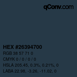 Color code: HEX #26394700 | qconv.com