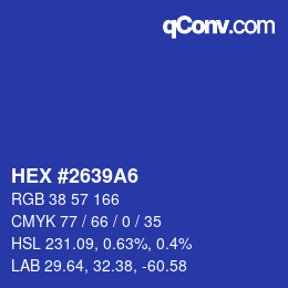 Color code: HEX #2639A6 | qconv.com