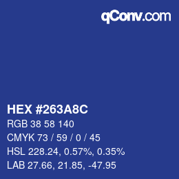 Color code: HEX #263A8C | qconv.com