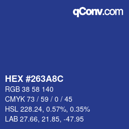 カラーコード: HEX #263A8C | qconv.com
