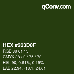 カラーコード: HEX #263D0F | qconv.com