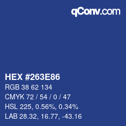 カラーコード: HEX #263E86 | qconv.com