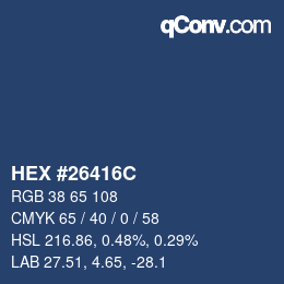 カラーコード: HEX #26416C | qconv.com