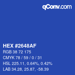 Color code: HEX #2648AF | qconv.com
