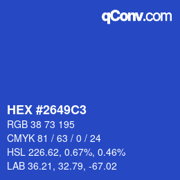カラーコード: HEX #2649C3 | qconv.com