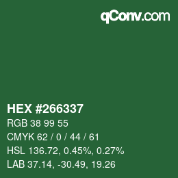 Farbcode: HEX #266337 | qconv.com