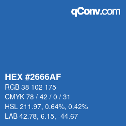 Color code: HEX #2666AF | qconv.com