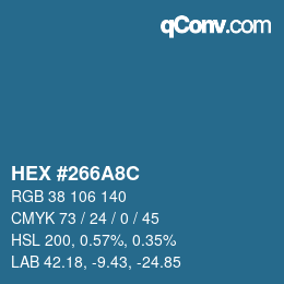 Color code: HEX #266A8C | qconv.com