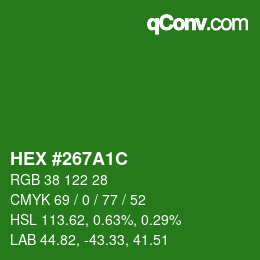 Color code: HEX #267A1C | qconv.com