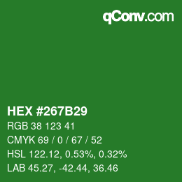 Color code: HEX #267B29 | qconv.com