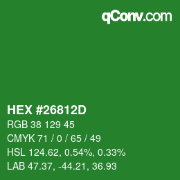 Color code: HEX #26812D | qconv.com