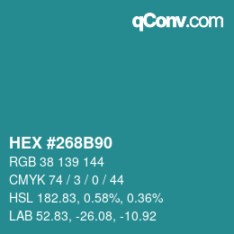 Color code: HEX #268B90 | qconv.com