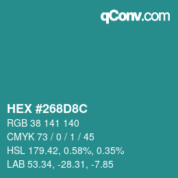 Color code: HEX #268D8C | qconv.com