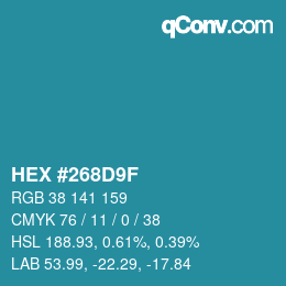 Color code: HEX #268D9F | qconv.com