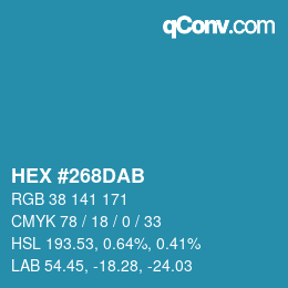 颜色代码: HEX #268DAB | qconv.com