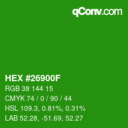 Color code: HEX #26900F | qconv.com