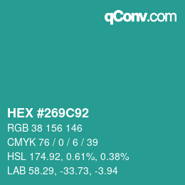 Color code: HEX #269C92 | qconv.com