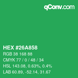 颜色代码: HEX #26A858 | qconv.com