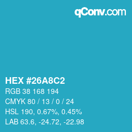 Color code: HEX #26A8C2 | qconv.com
