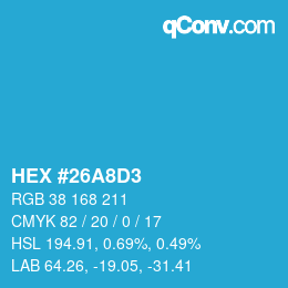 Color code: HEX #26A8D3 | qconv.com
